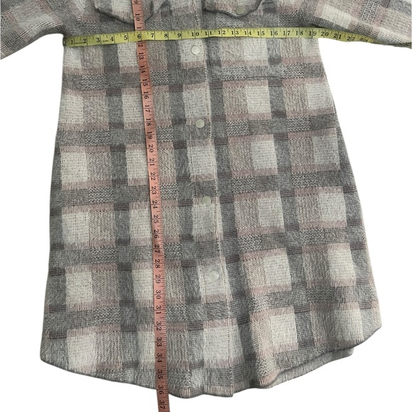 Pilcro by Anthropologie Plaid Longline Shacket Coat – Gray & Blush Check, Size S - Picture 11 of 11